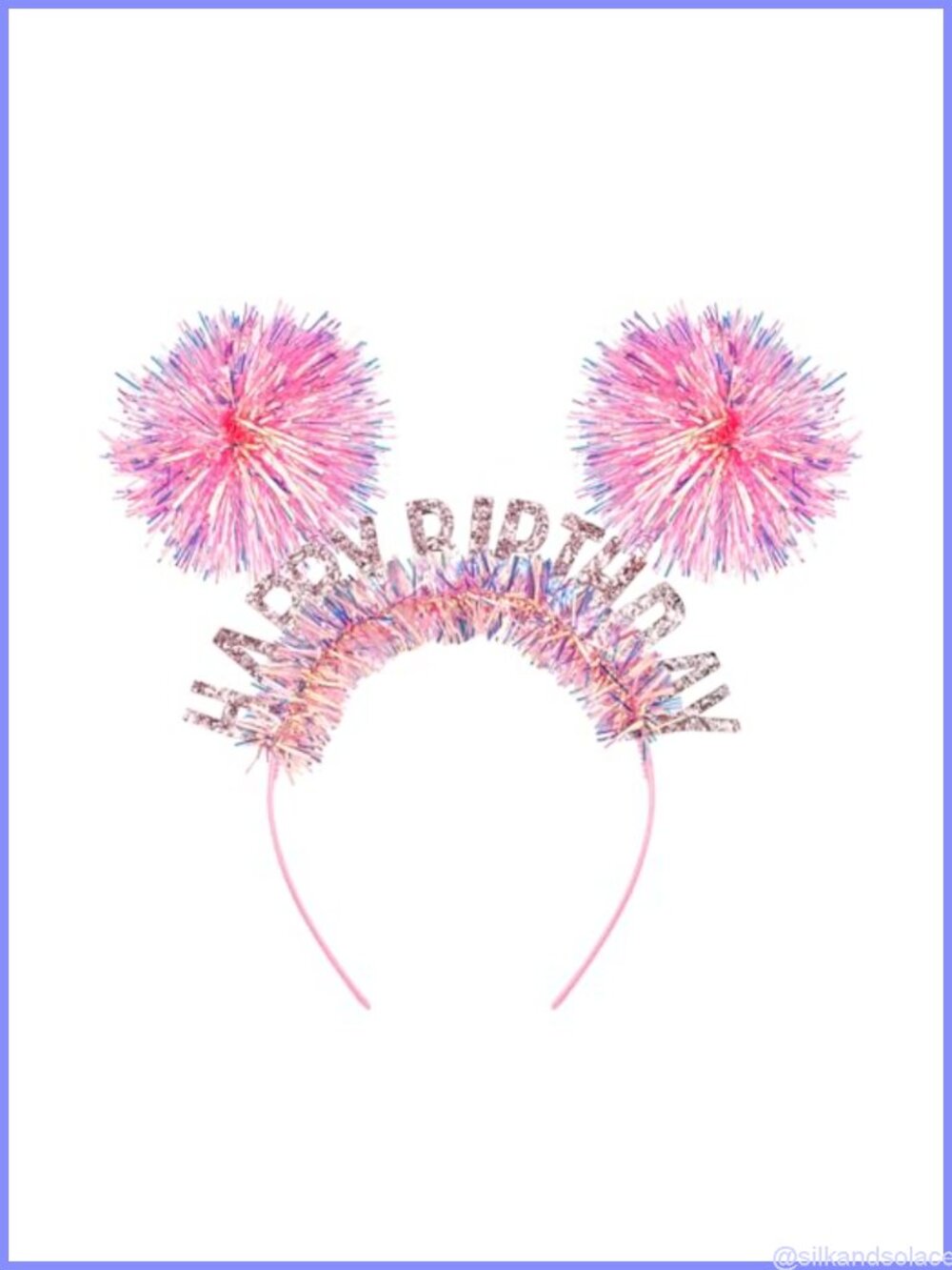 Birthday Headband for Women Happy Birthday Crown Pom Pom Adult Adjustable